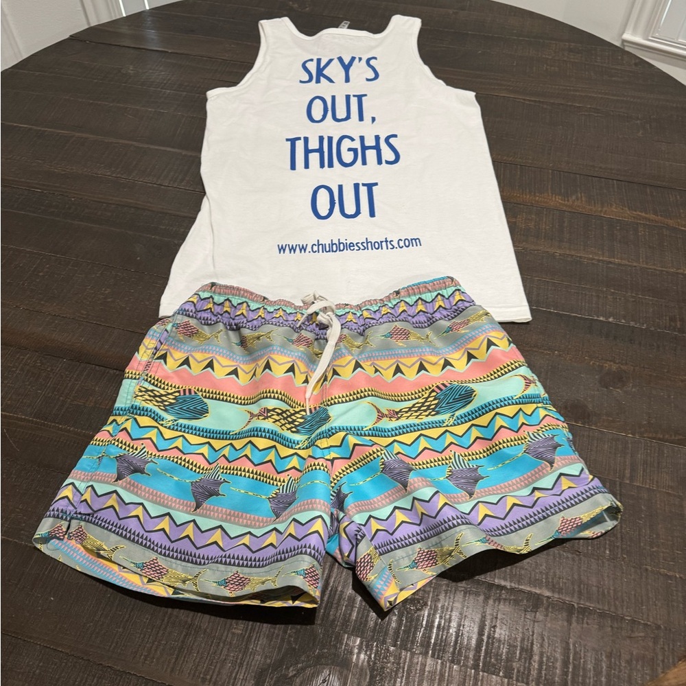 Chubbies swim suit mens small with tank top